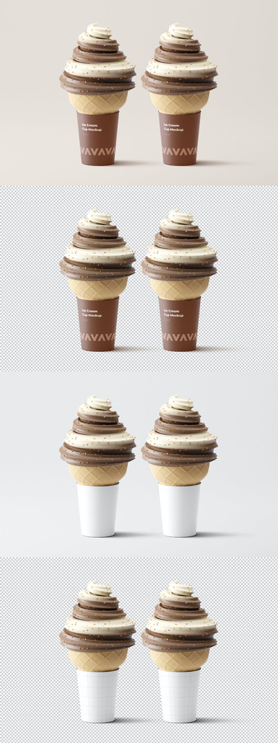 雪糕冰淇淋杯标签包装设计样机 (PSD)