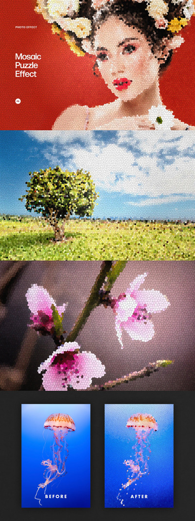 时尚高端马赛克照片拼图效果图层样式-PSD