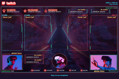 赛博朋克风格游戏玩家界面UI (PSD,PDF)