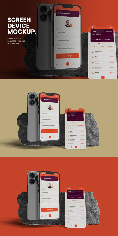 iPhone手机屏幕设备样机 (PSD,PDF)