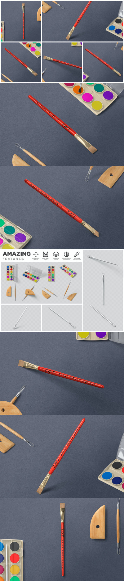 平头油漆刷品牌设计样机模板 (PSD)