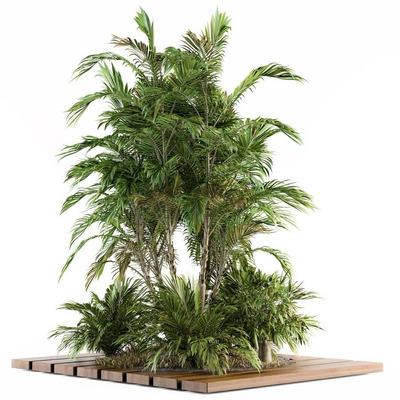 包含灌木和树的花园植物景观3D模型（OBJ,MAX）