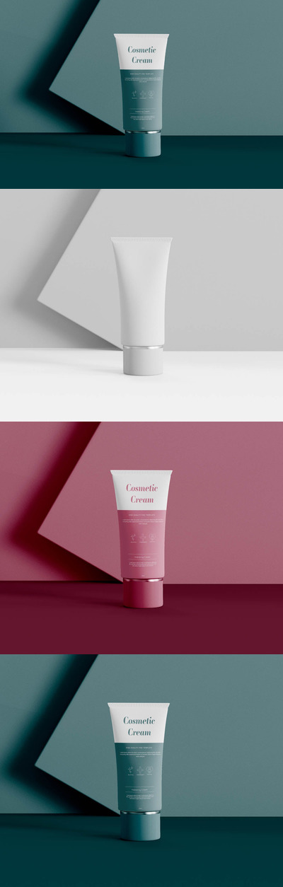 软管洗面奶化妆品品牌包装设计样机 (PSD)