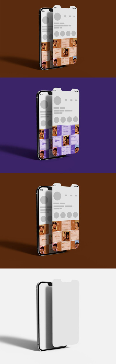 苹果手机屏幕UI展示样机 (PSD)