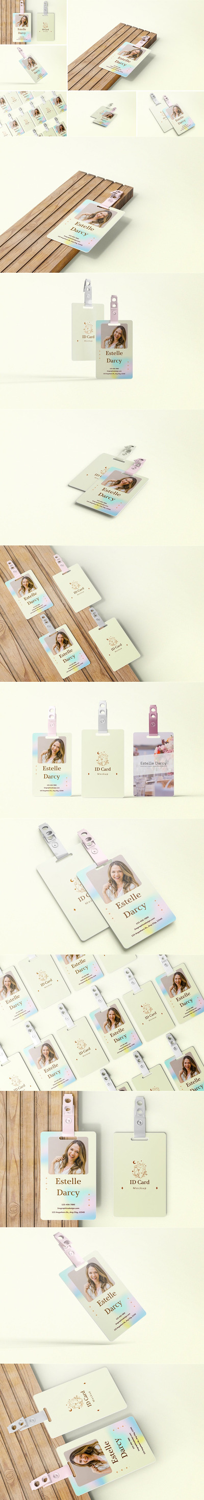 身份卡/工作卡/ID卡设计样机模板 (PSD)