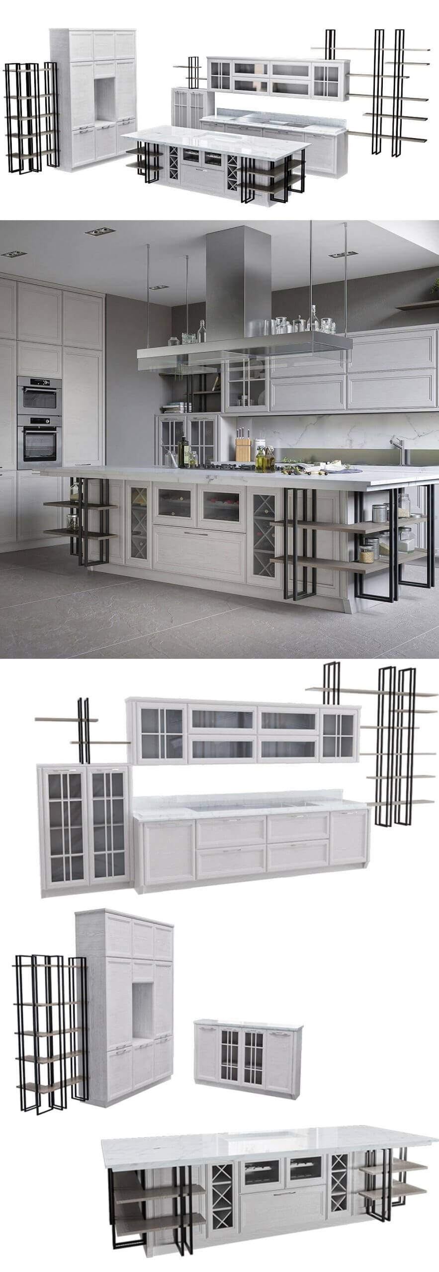 俄罗斯Geos Ideal Freda木质橱柜3D模型（OBJ,FBX,MAX）