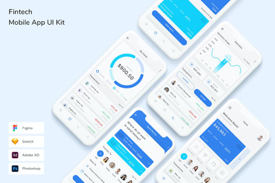 金融科技 App UI Kit (FIG,PSD,SKETCH,XD)