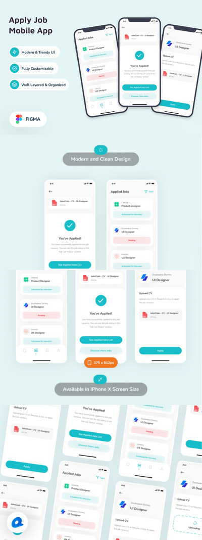 申请工作App UI Kit (FIG)