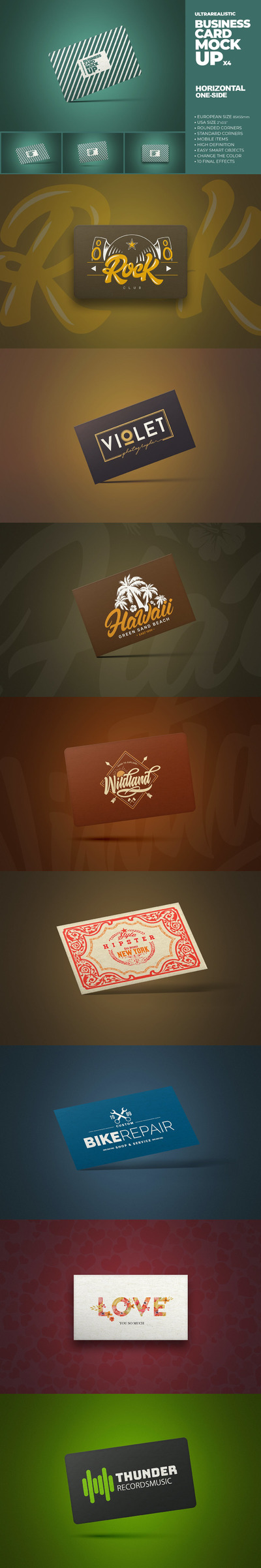 单面卡片/名片设计样机 (PSD)