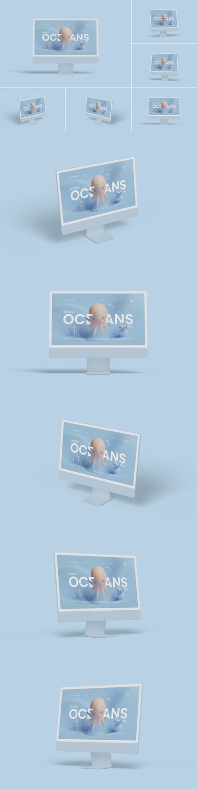 粘土风格iMac电脑显示器样机 (PSD)