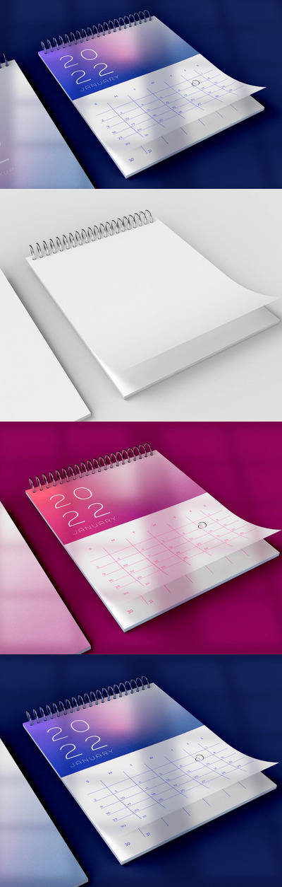 活页翻页日历设计样机 (PSD)