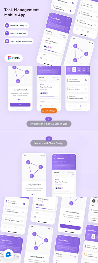 任务管理工具 App UI KIT (FIG)