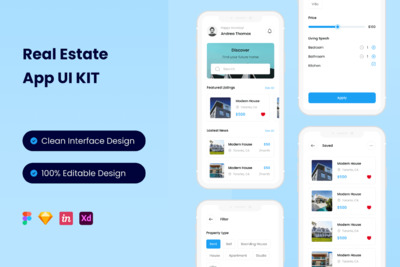 资产管理房产管理 APP UI KIT (FIG,SKETCH,XD)