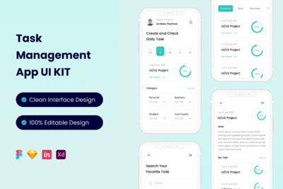 任务管理 APP UI KIT (FIG,SKETCH,XD)