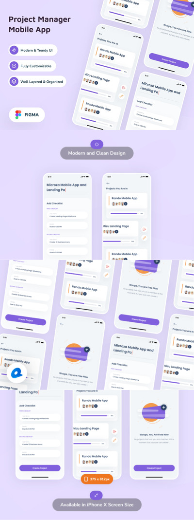 项目管理 APP UI KIT (FIG)