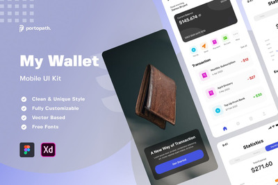 个人钱包 APP UI KIT (FIG,XD)