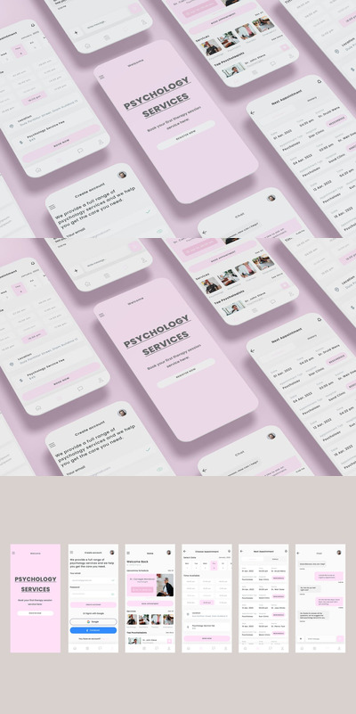 心理学家应用程序 APP UI KIT (AI,EPS,FIG,SKETCH,XD,SVG,PSD)