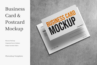 名片和明信片设计展示样机 (PSD)