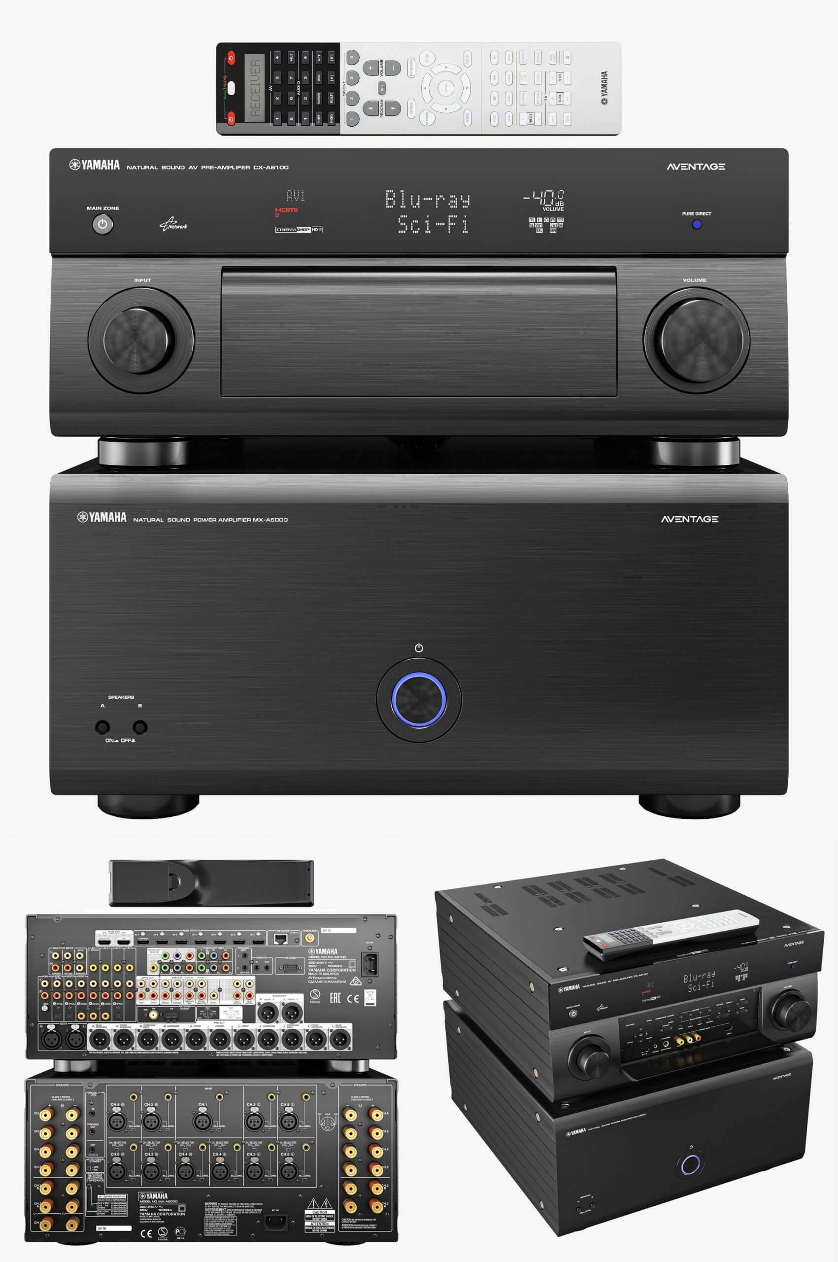 Yamaha雅马哈CX-A5100和MX-A5000高端前置放大器和11声道功率放大器3D模型（OBJ,MAX）