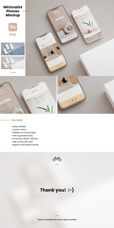 极简主义iPhone手机屏幕样机 (PSD,JPG)