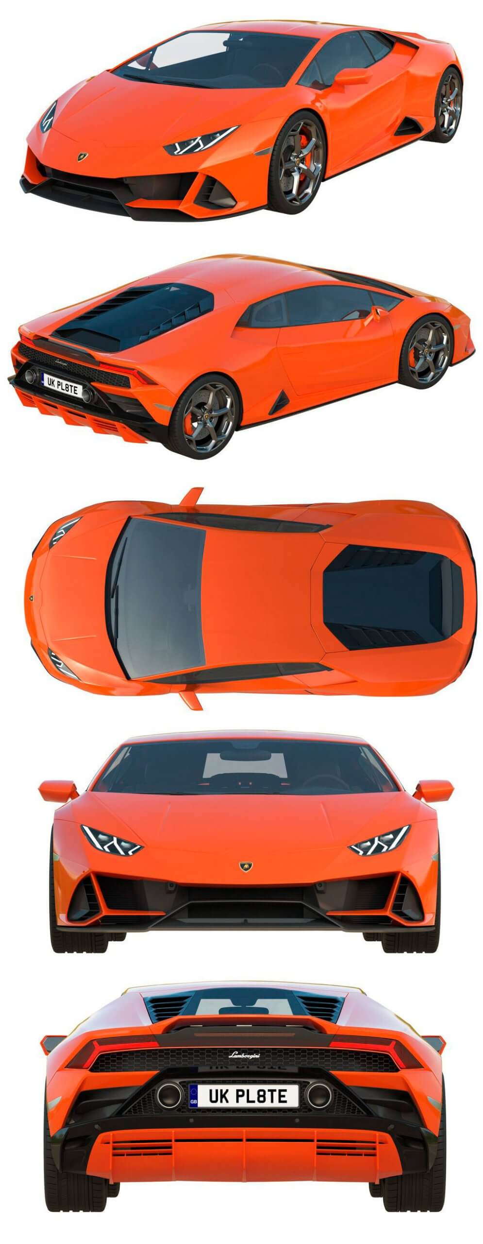 Lamborghini 2019款兰博基尼Huracan EVO跑车3D模型（OBJ,FBX,MAX）