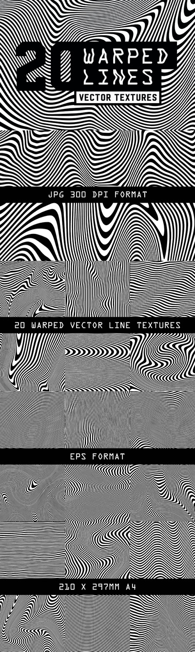 20扭曲线矢量纹理 (EPS,JPG)