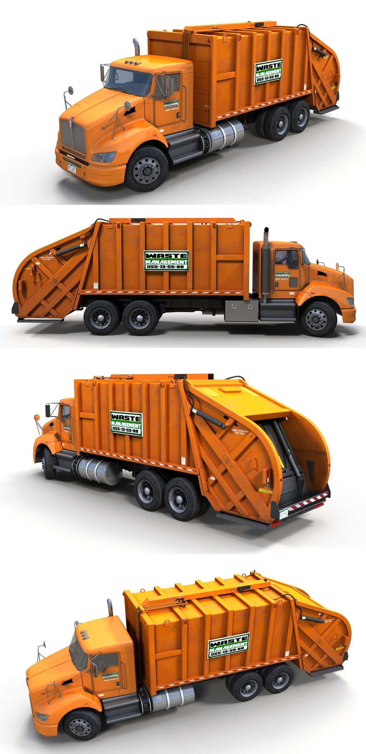 工业垃圾车low poly 3D模型（OBJ,FBX,MAX）