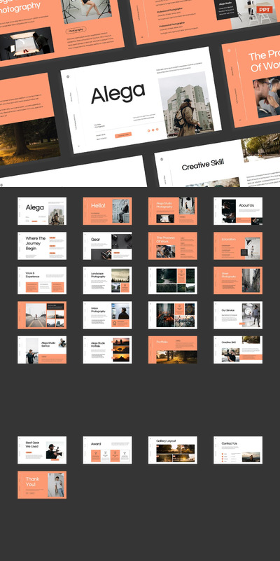 现代摄影公司PPT模板 (PPTX,PPT)