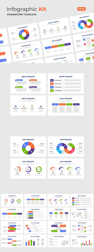 简单的信息图形PPT模板 (PPTX)