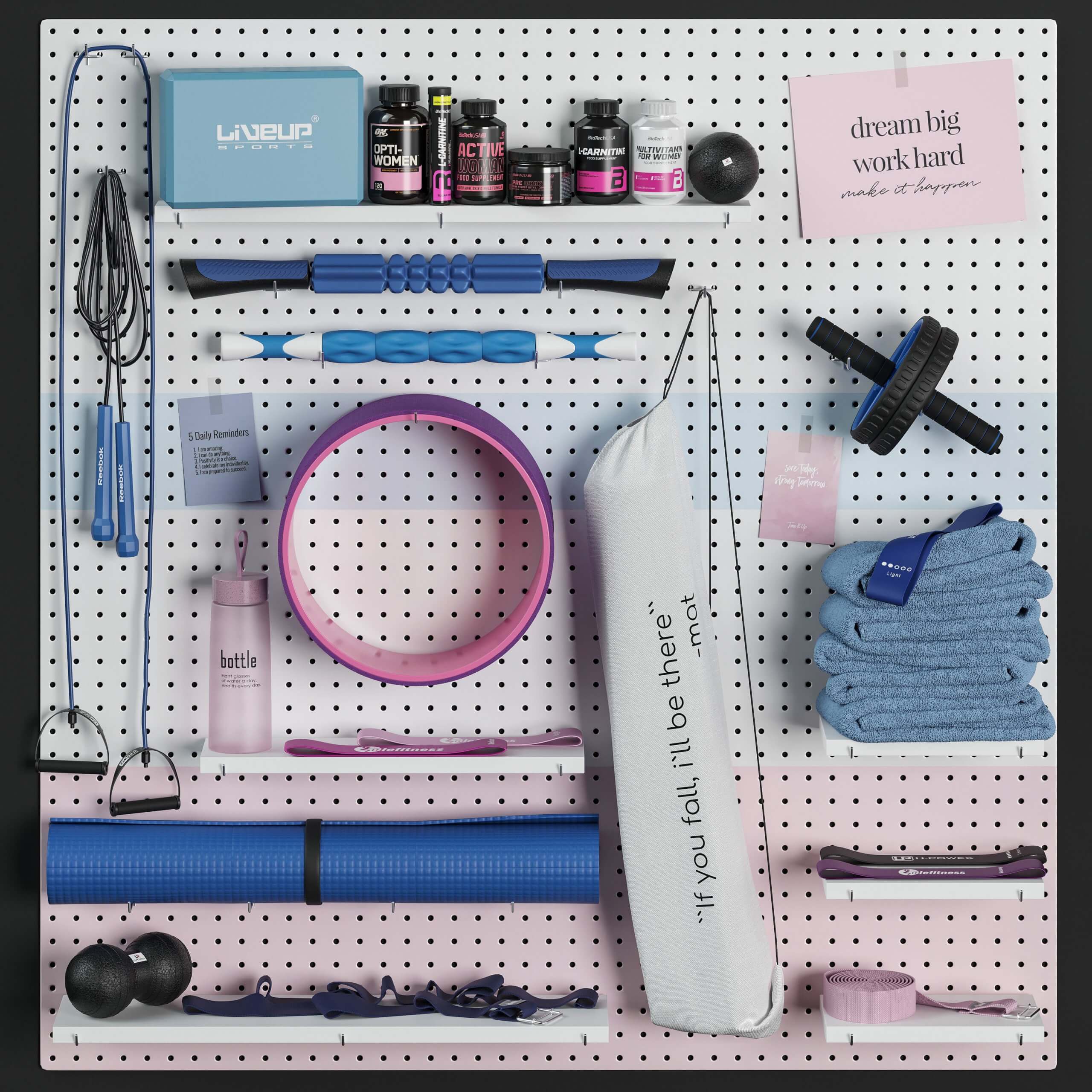 家庭瑜伽和健身运动设备组合3D模型（OBJ,MAX）