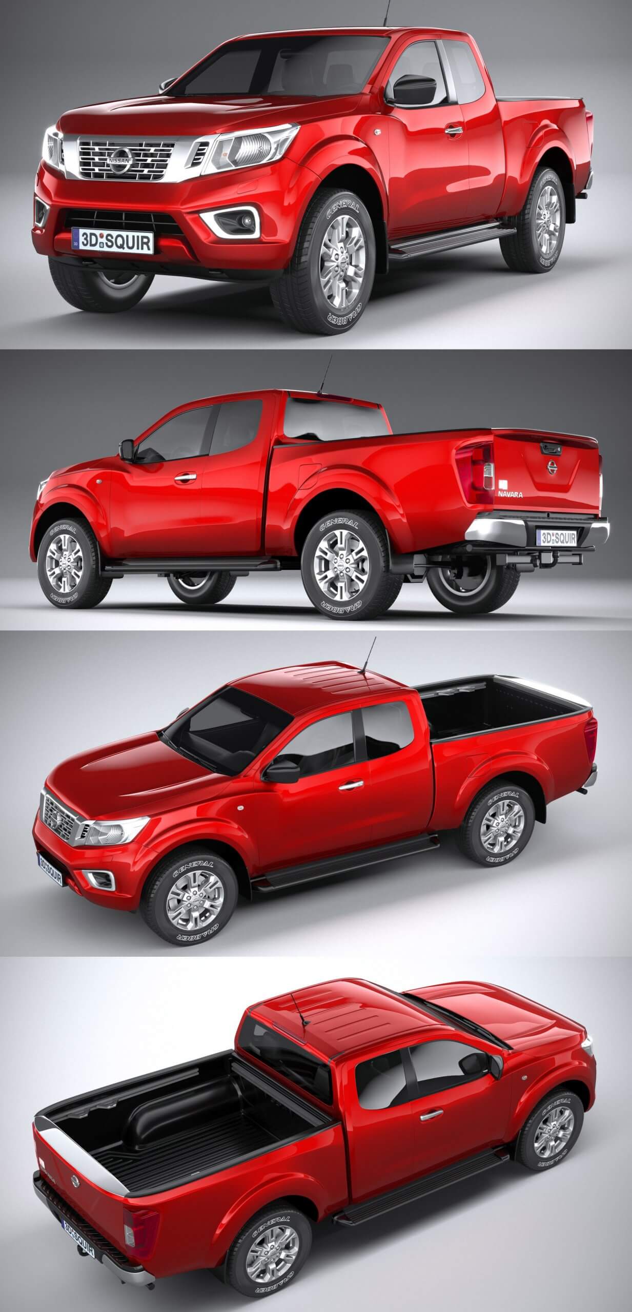 Nissan Navara 2020款日产纳瓦拉皮卡车3D模型（OBJ,FBX,MAX）