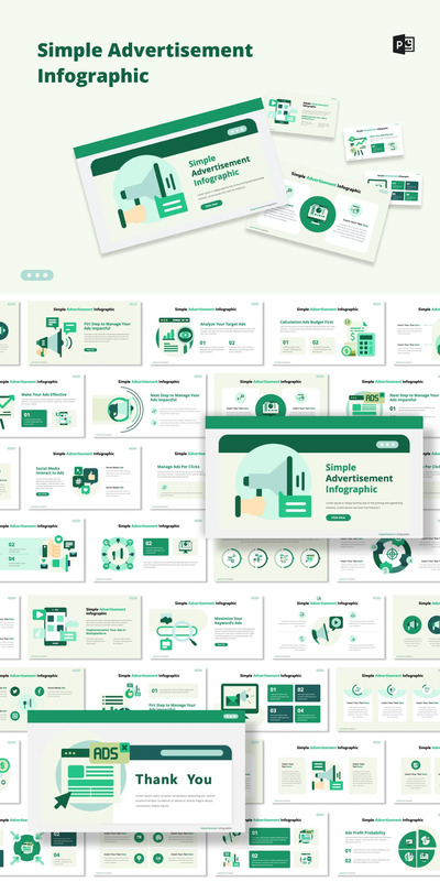简单的广告信息图形PPT模板 (PPTX,PPT)