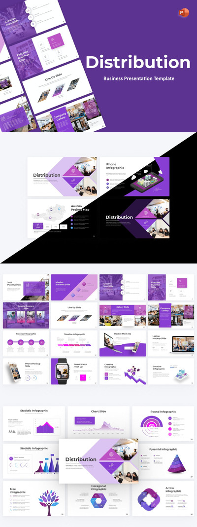 分销业务介绍PPT模板 (PPTX)