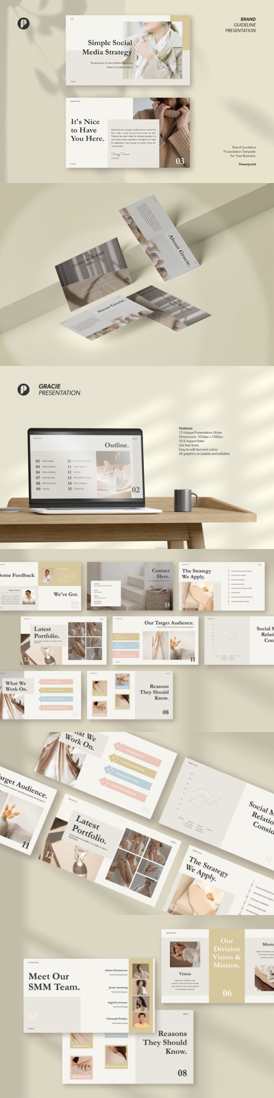 简单社交媒体策略PPT模板 (PPT,PPTX)