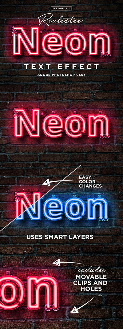 逼真的霓虹灯PS图层样式 (PSD)