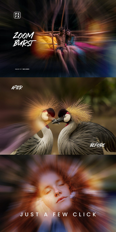 缩放连拍照片效果 (PSD)