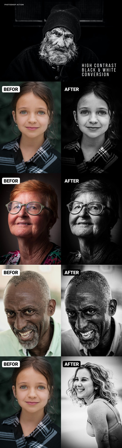高对比度黑白转换PS动作 (ATN)