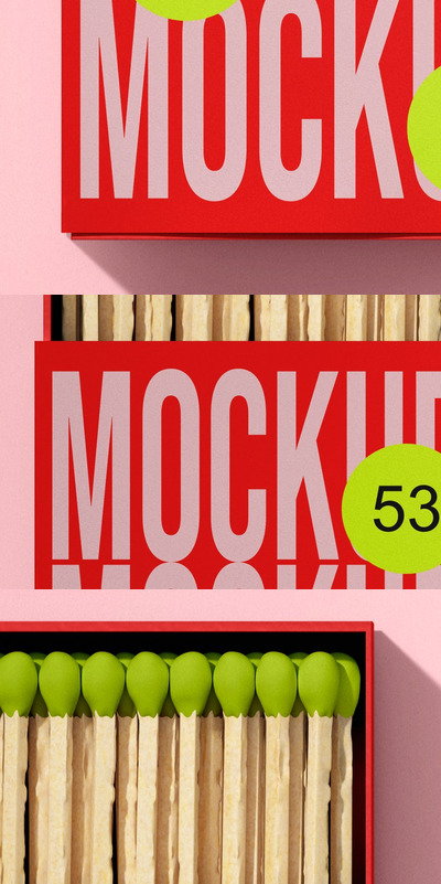 火柴盒品牌包装样机 (PSD)