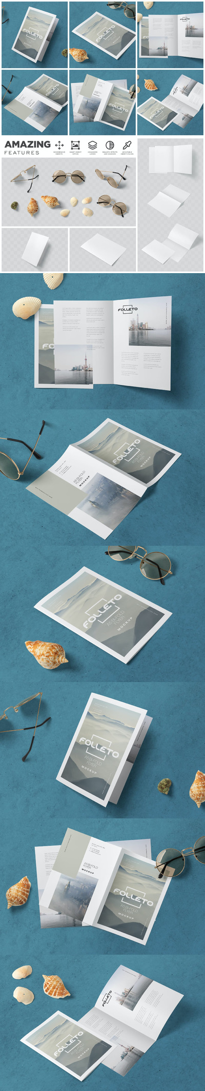 A5尺寸双折页传单样机 (PSD)