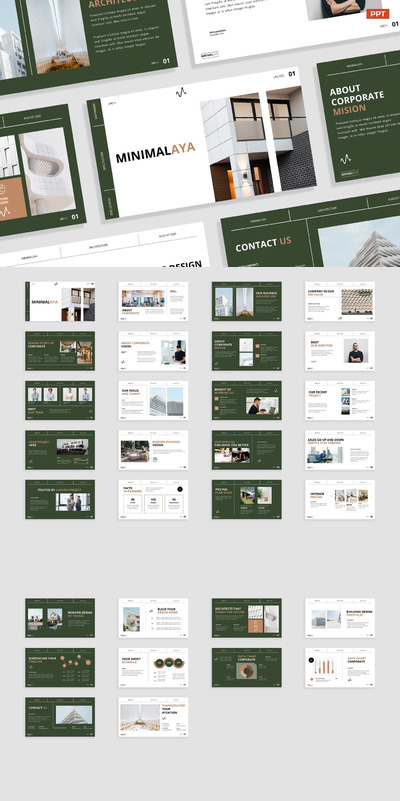 创意深绿色棕色公司简介PPT模版 (PPTX,PPT)
