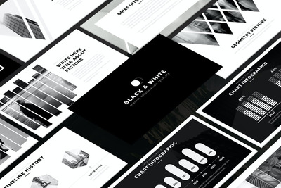 经典黑白色极简主义PPT模版 (PPTX)