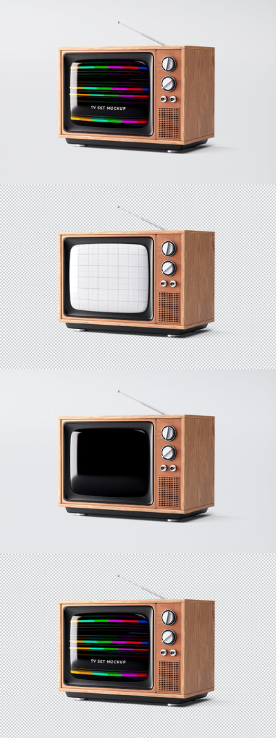 复古木箱CRT电视TV样机 (PSD)