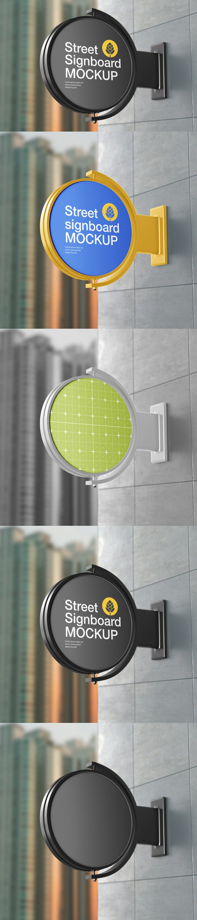 圆形广告招牌墙场景样机 (PSD)