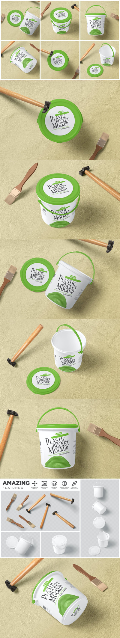 油漆塑料桶包装设计样机模板 (PSD)
