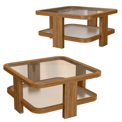 Yachtline Design LAGOON系列实木边框磨砂玻璃台面方形圆角双层茶几咖啡桌3D模型（OBJ,FBX,MAX）