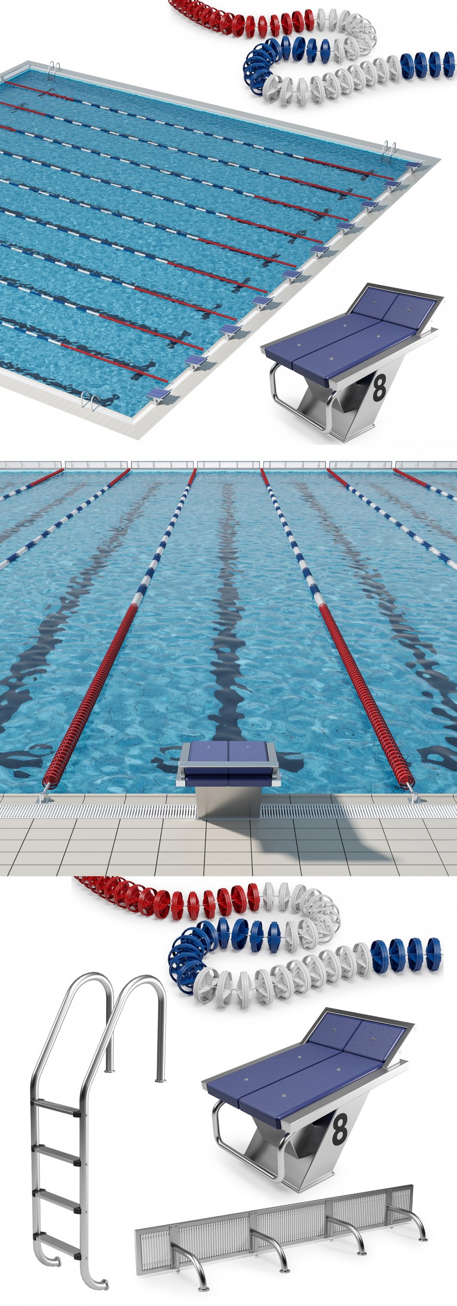 奥林匹克规模比赛游泳池3D模型（FBX,MAX）