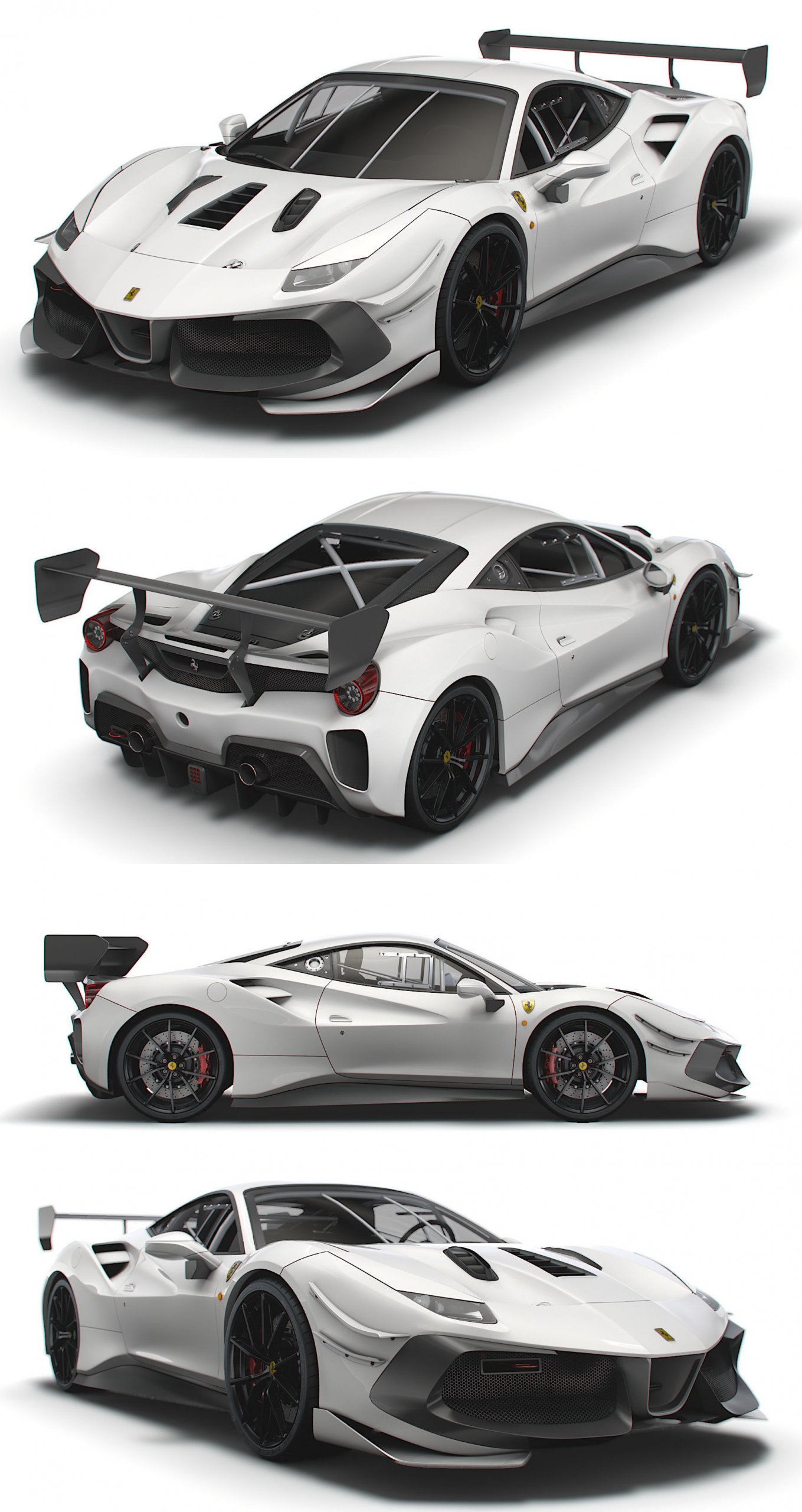 2021款法拉利Ferrari GTB 488 EVO跑车3D模型（OBJ,FBX,MAX,Blend）