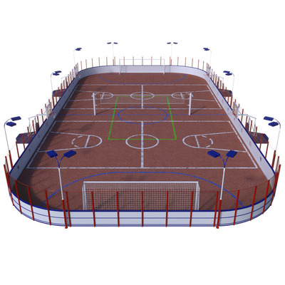 学校篮球排球足球通用运动场3D模型（OBJ,MAX）