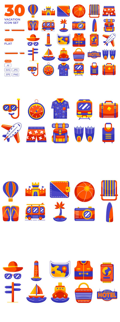 扁平化的假日图标 (AI,EPS,JPG,PNG,SVG)