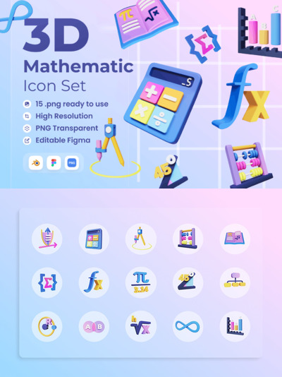 数学3D插图 (FIG,PNG,Blend)